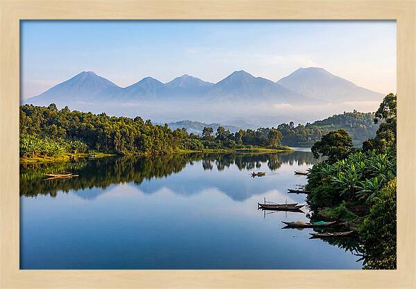 Virunga Mountains Reflected In Lake Kivu