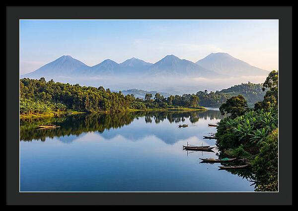 Virunga Mountains Reflected In Lake Kivu