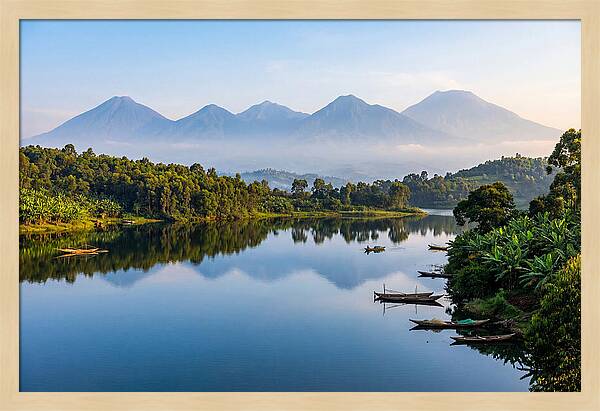 Virunga Mountains Reflected In Lake Kivu