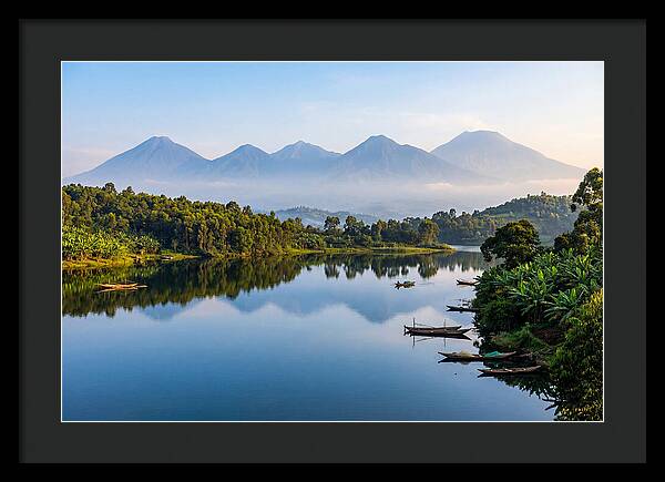 Virunga Mountains Reflected In Lake Kivu
