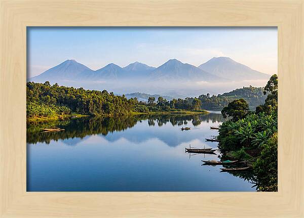 Virunga Mountains Reflected In Lake Kivu