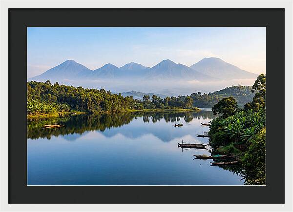Virunga Mountains Reflected In Lake Kivu
