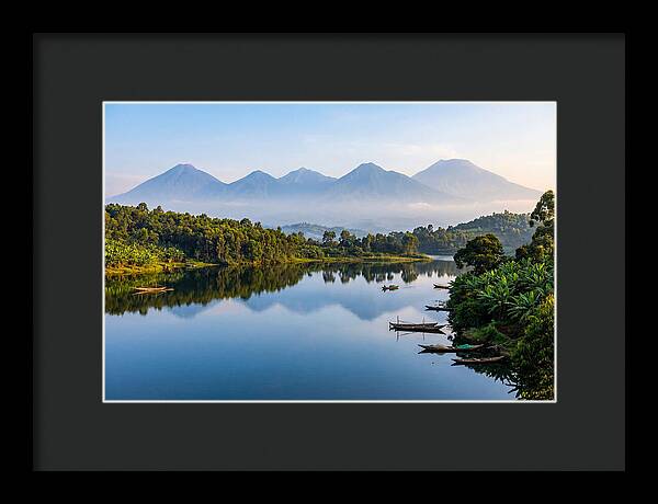 Virunga Mountains Reflected In Lake Kivu
