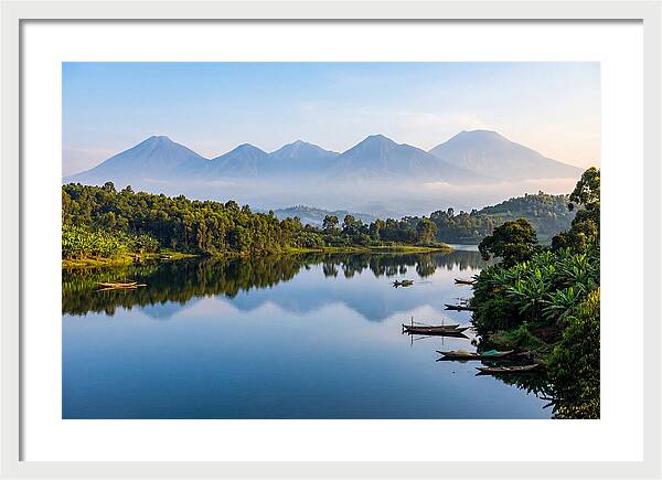 Virunga Mountains Reflected In Lake Kivu