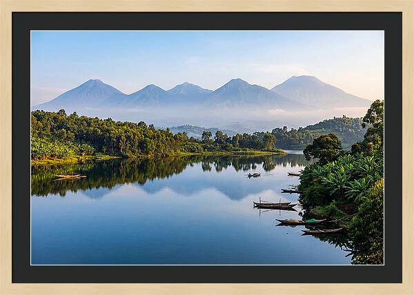 Virunga Mountains Reflected In Lake Kivu