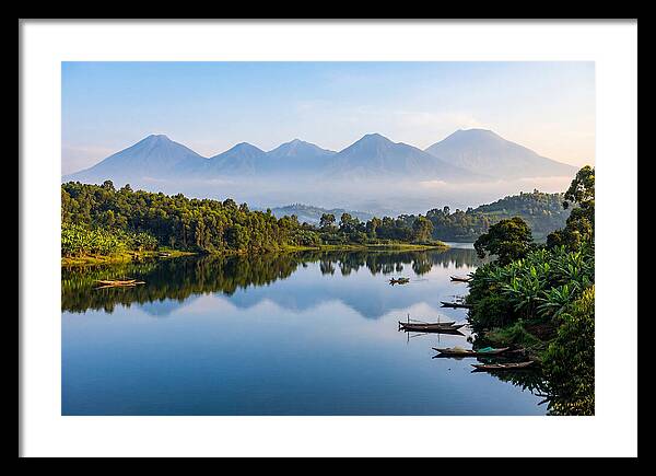 Virunga Mountains Reflected In Lake Kivu