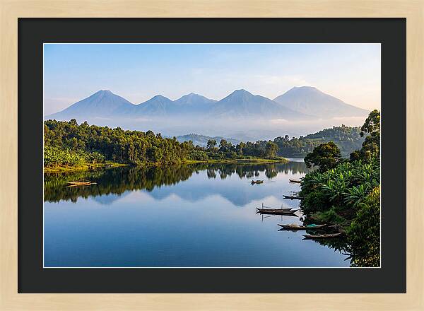 Virunga Mountains Reflected In Lake Kivu
