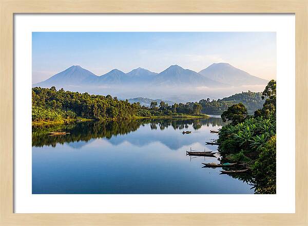 Virunga Mountains Reflected In Lake Kivu