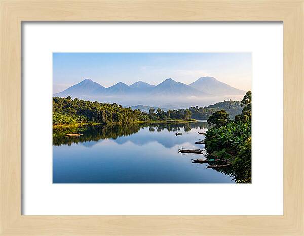 Virunga Mountains Reflected In Lake Kivu