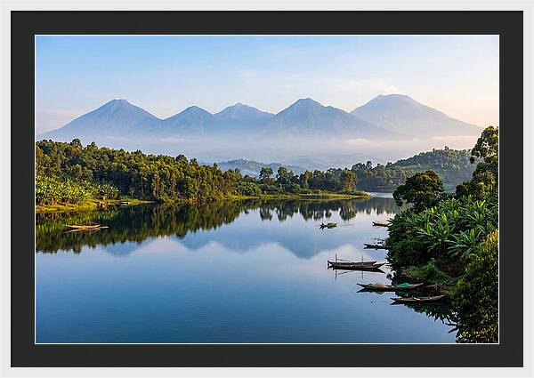 Virunga Mountains Reflected In Lake Kivu