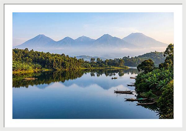Virunga Mountains Reflected In Lake Kivu