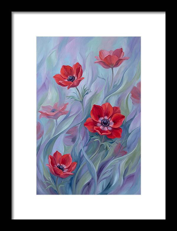 Vivid Red Anemones In Spring