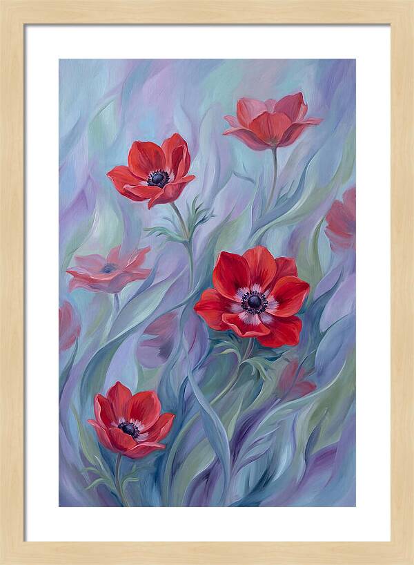 Vivid Red Anemones In Spring