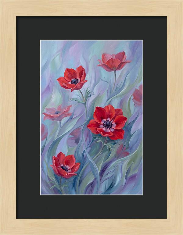 Vivid Red Anemones In Spring