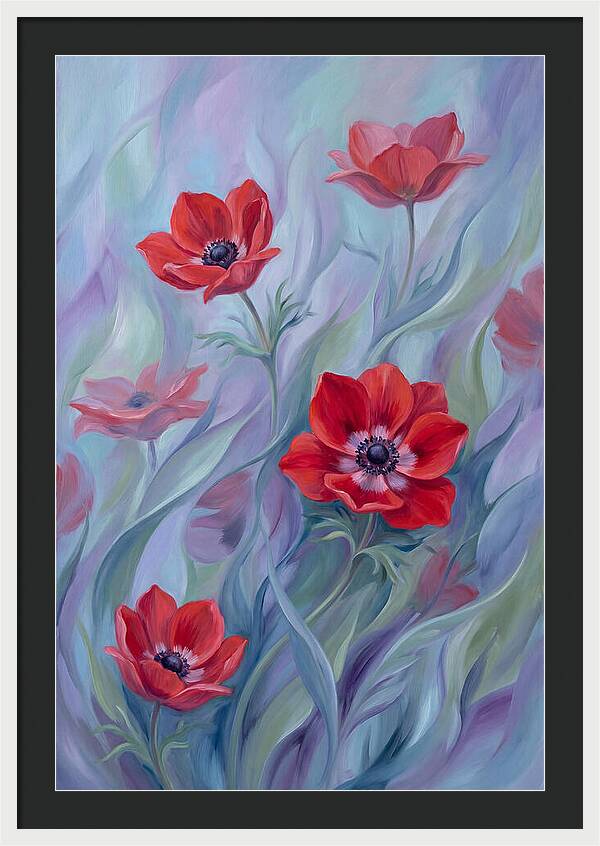 Vivid Red Anemones In Spring