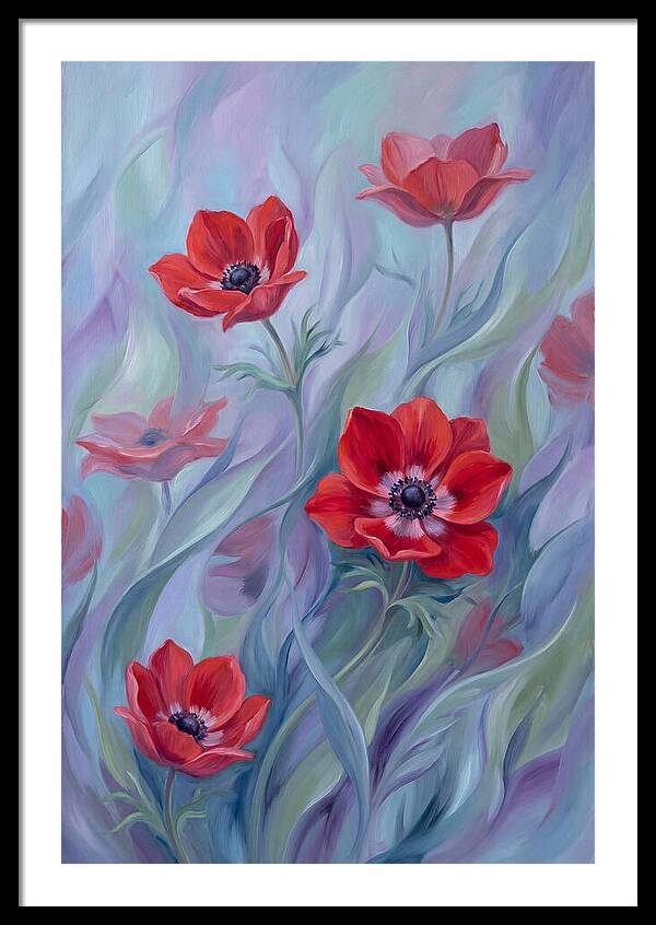 Vivid Red Anemones In Spring