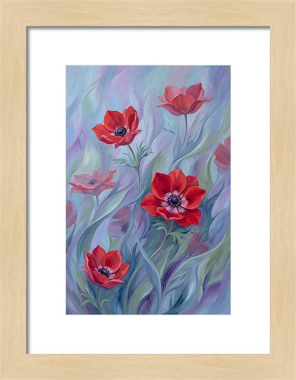 Vivid Red Anemones In Spring