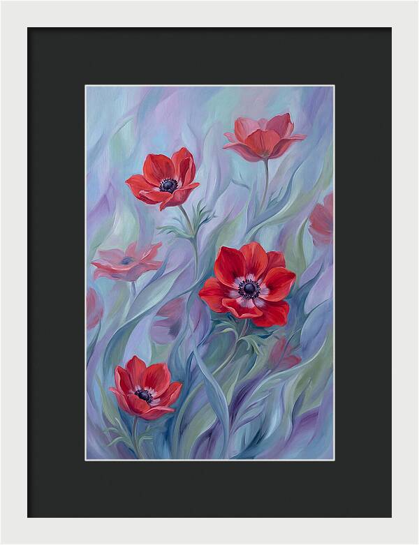 Vivid Red Anemones In Spring