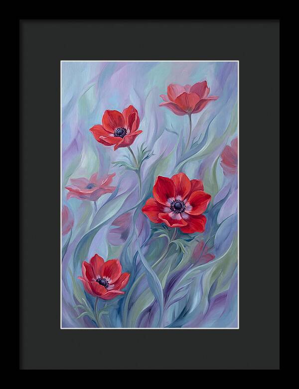 Vivid Red Anemones In Spring