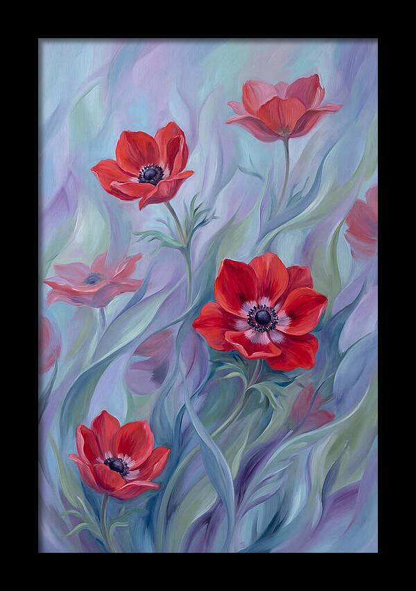 Vivid Red Anemones In Spring