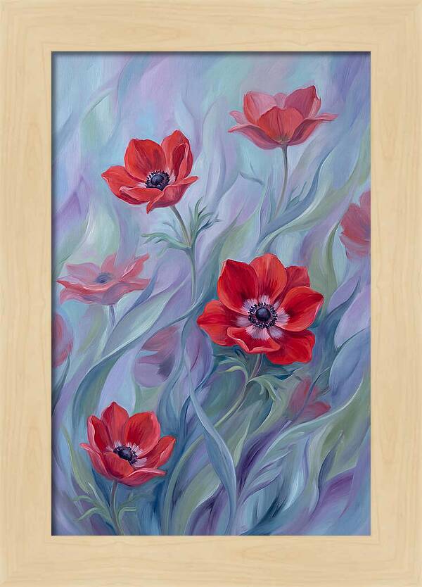 Vivid Red Anemones In Spring