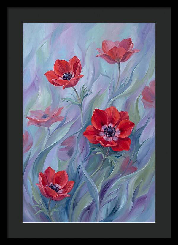 Vivid Red Anemones In Spring