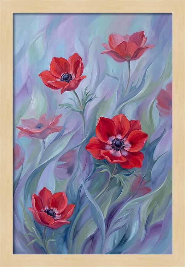 Vivid Red Anemones In Spring