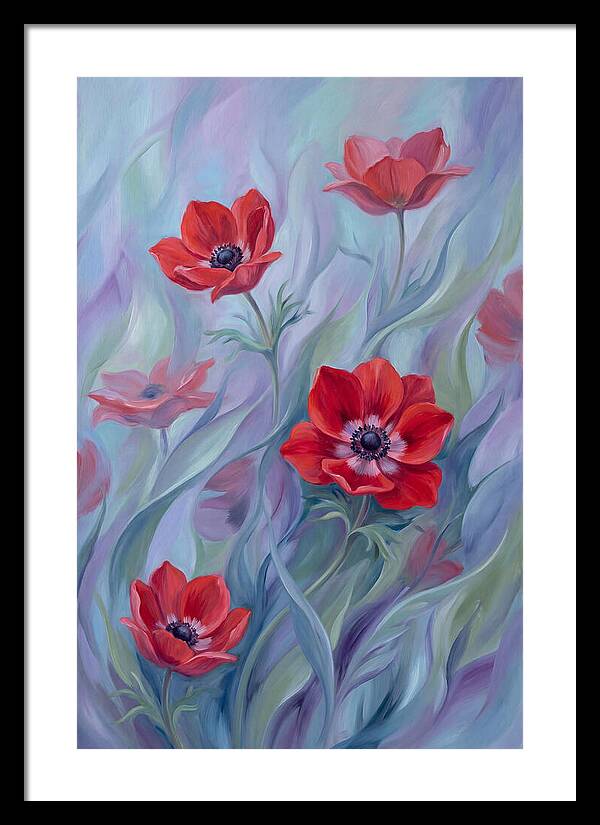 Vivid Red Anemones In Spring
