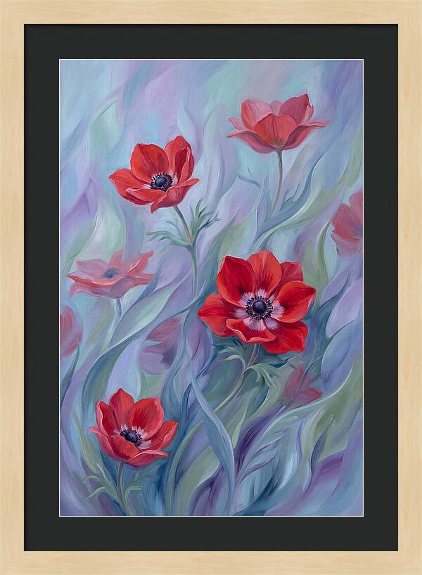Vivid Red Anemones In Spring