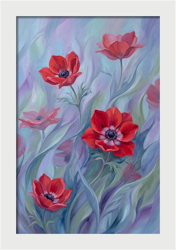 Vivid Red Anemones In Spring