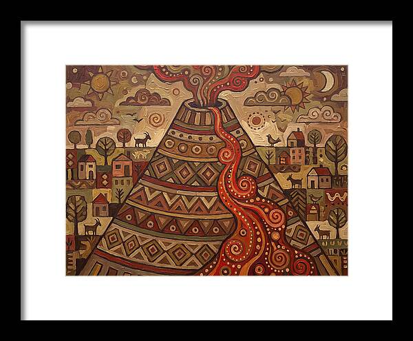 Volcanic Eruption In Folk Style