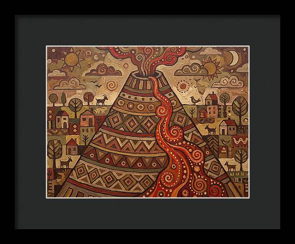Volcanic Eruption In Folk Style