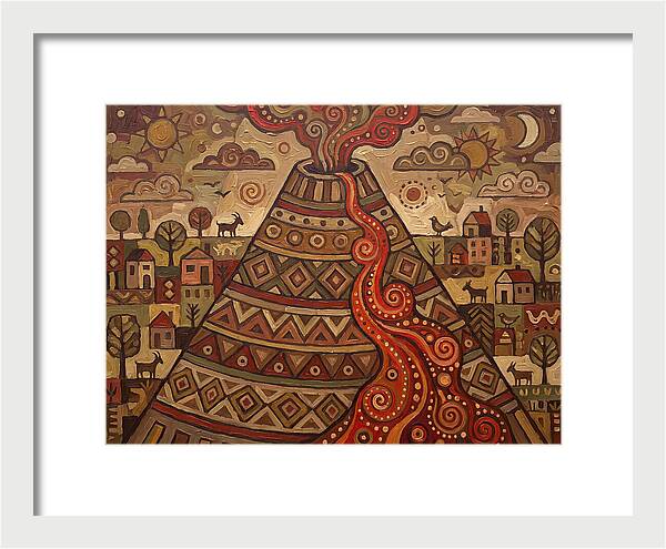 Volcanic Eruption In Folk Style