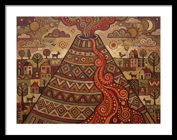 Volcanic Eruption In Folk Style
