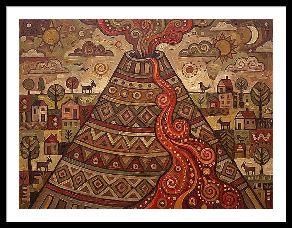 Volcanic Eruption In Folk Style