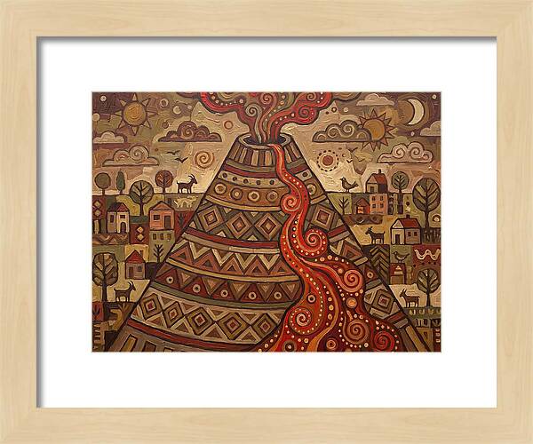 Volcanic Eruption In Folk Style
