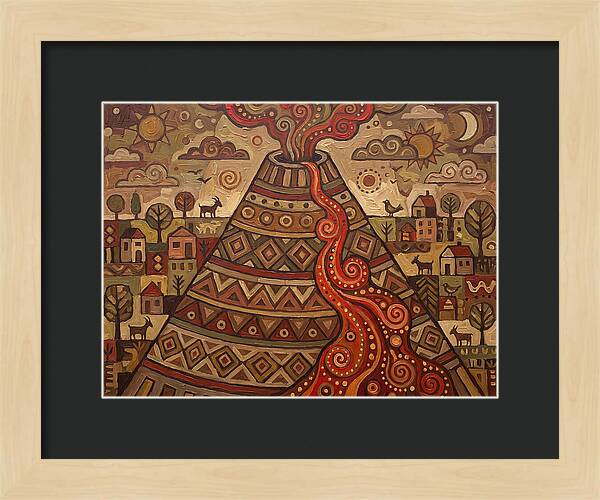Volcanic Eruption In Folk Style