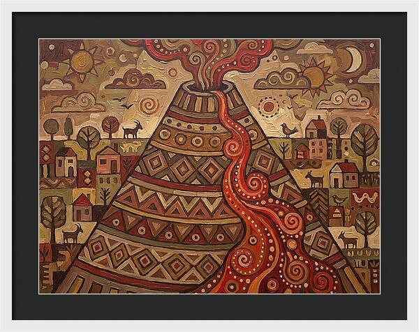 Volcanic Eruption In Folk Style
