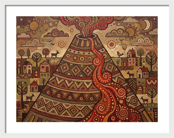 Volcanic Eruption In Folk Style