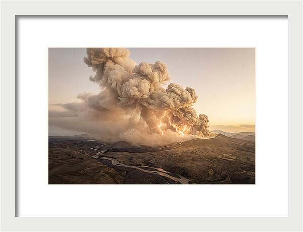 Volcanic Lightning Over Eruption