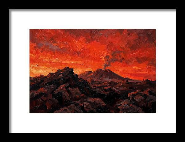 Volcanic Sunset Over Fiery Skies