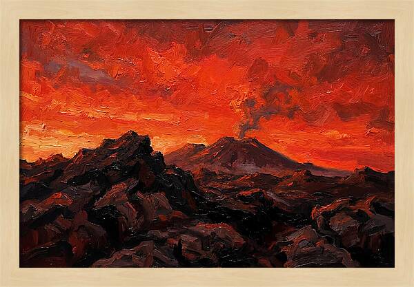 Volcanic Sunset Over Fiery Skies
