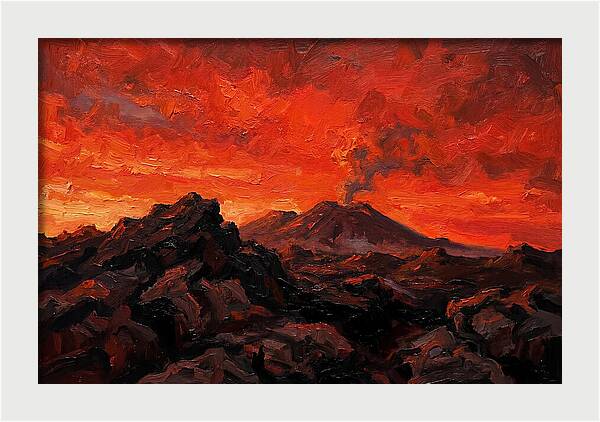 Volcanic Sunset Over Fiery Skies