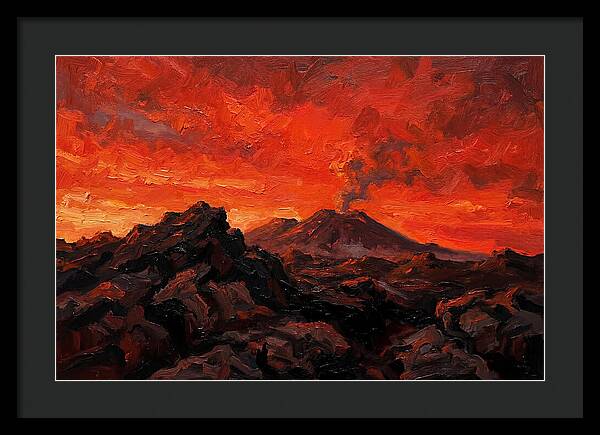Volcanic Sunset Over Fiery Skies