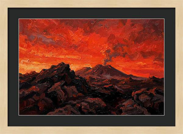 Volcanic Sunset Over Fiery Skies