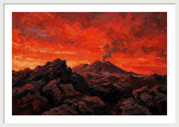 Volcanic Sunset Over Fiery Skies