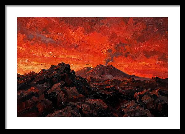 Volcanic Sunset Over Fiery Skies