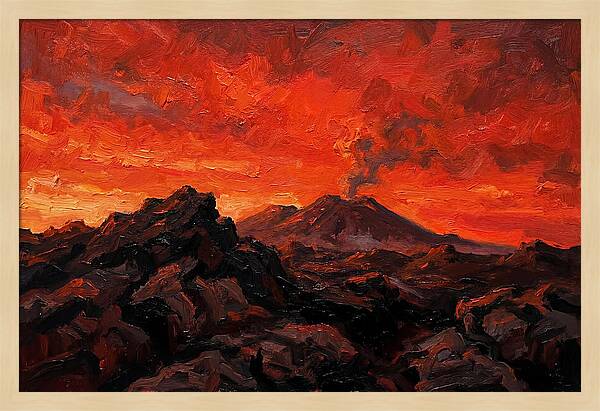 Volcanic Sunset Over Fiery Skies