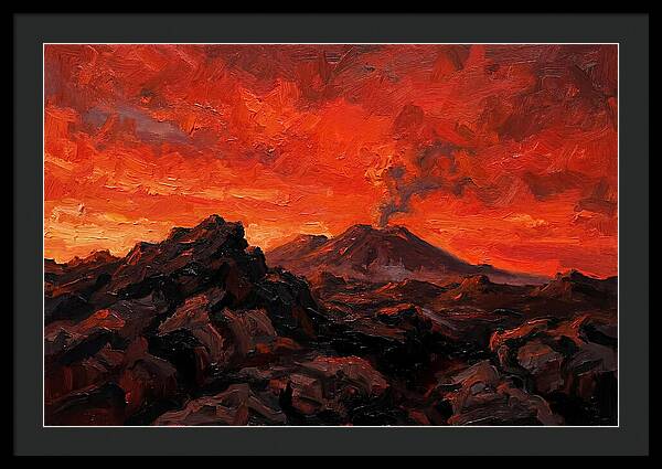 Volcanic Sunset Over Fiery Skies