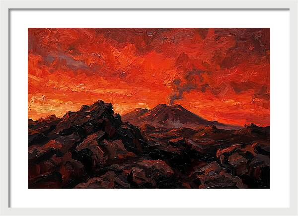 Volcanic Sunset Over Fiery Skies